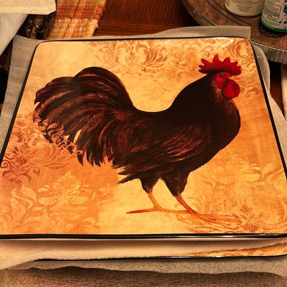 Certified International 10-1/2” Susan Winget Square Rooster Plate - Picture 1 of 3